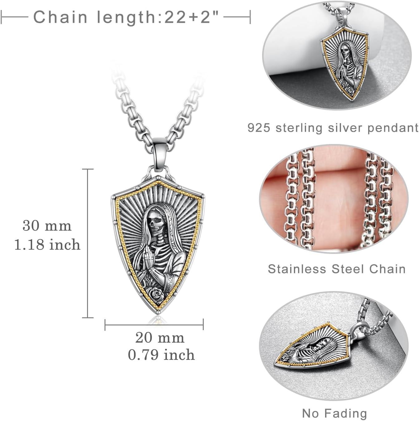 Our‍ Review of the sterling Silver Santa Muerte Pendant Necklace